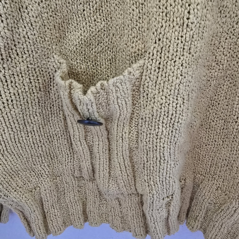 Mustard yellow knit sweater with one pocket, size large. - Picture 2 of 4